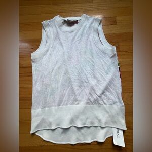 Ted Baker White Sleeveless Women's Knit Top with Silk Flowered Back